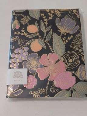 Rifle Paper Co. Black Floral Notebook Set with Pink, Purple and Gold Foil